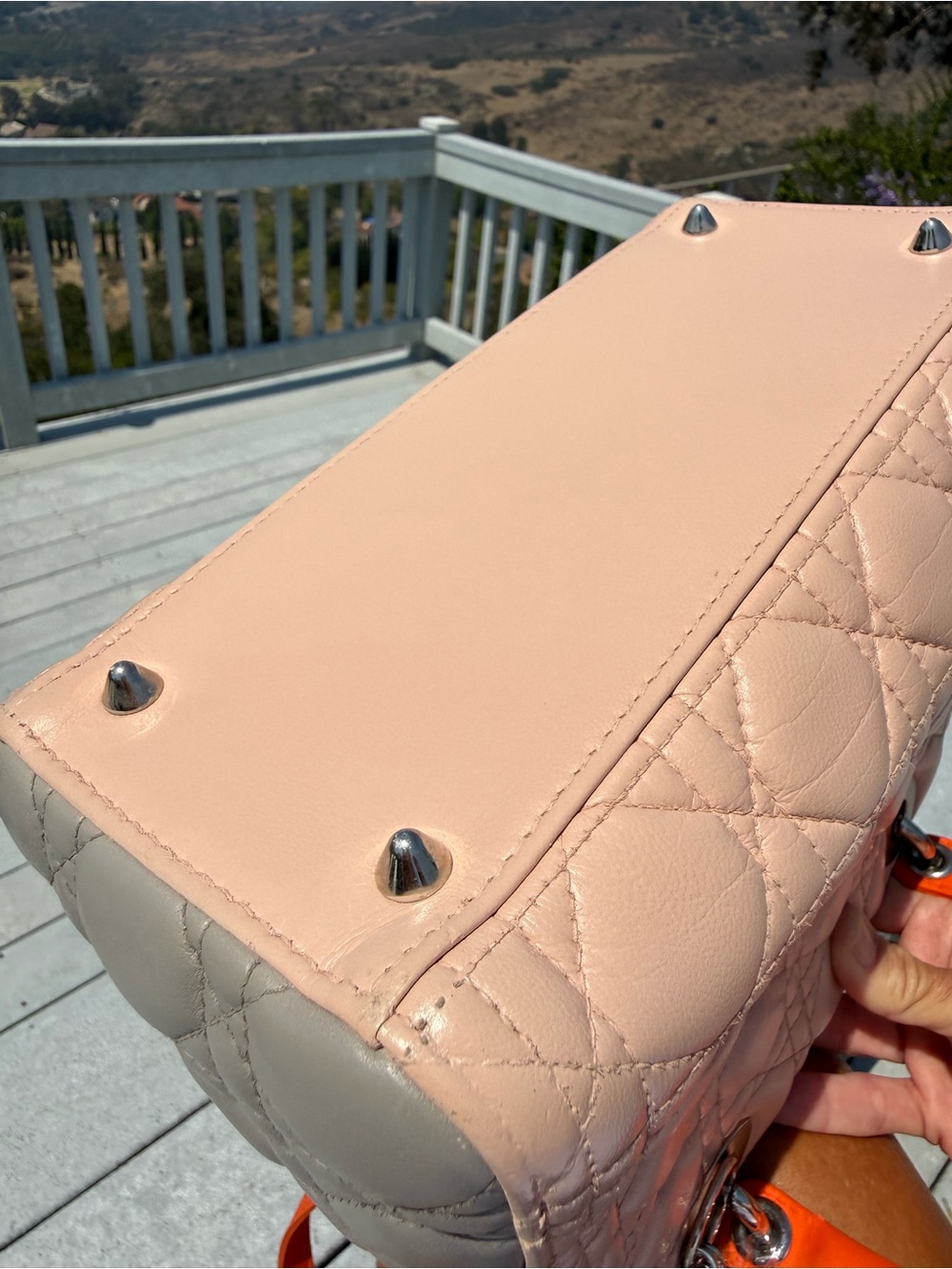 PRISTINE Christian Dior Medium Lady Dior Tricolor Lambskin Bag - Pink/Orange - Picture 6 of 13